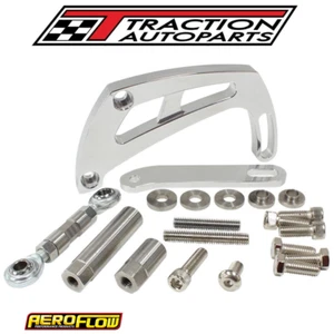 High Mount Power Steering Bracket Polished, SB Chevy with Long WP Passenger side - Picture 1 of 4