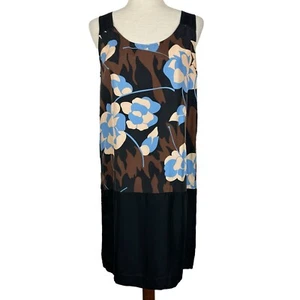 Vintage DKNY Silk Dress Women Medium Bold Floral Artsy Sleeveless Shift - Picture 1 of 13