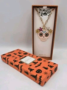 Collana Piper K 32" Teschio Zucchero Strass Nuova Halloween Giorno dei Morti - Foto 1 di 4