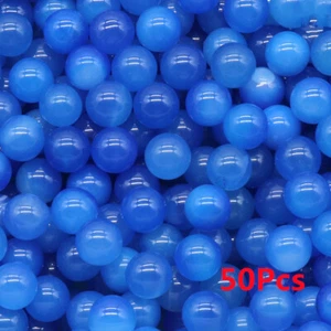 50 piezas cuentas de bola redondas de piedra sin perforar sin agujero de ágata azul de 10 mm joyería hágalo usted mismo HT349 - Imagen 1 de 5
