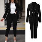 Women Solid Long Sleeved Suit Pockets Trousers Pants Juniors Pant Suits Formal