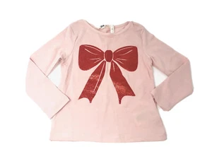 H M Mädchen Shirt Oberteil mit großer Glitzerschleife Langarm Größe 18-24 Monate  - Bild 1 von 1