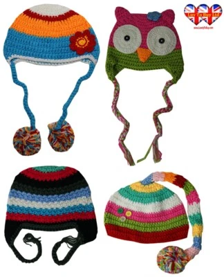  Baby Handmade Knitted Cotton Hat,Toddler Hat,Ear Flap Hat - Image 1 of 2