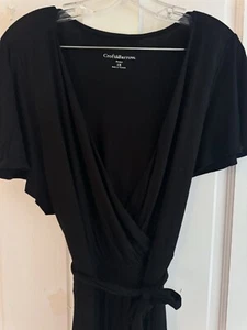 Croft & Barrow Women’s Sz 1X Black Wrap A-Line Dress Comfy Stretchy Fall Date - Picture 1 of 6