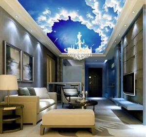 3D Blue Sky Clouds 832 Wall Paper Wall Print Decal Wall Deco AJ WALLPAPER Summer - Picture 1 of 5