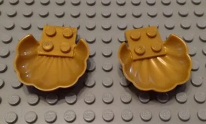 LEGO Lote de 2 Piezas Perla Oro Almeja Vieira Concha Animal con Placa de 4 Pernos - Imagen 1 de 1
