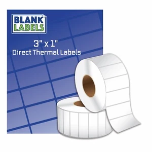 3 Rolls of 3" x 1" Labels 1375 Zebra Direct Thermal Eltron Roll 4125 Total Label - Picture 1 of 2