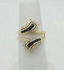2CT lab created Blue Sapphire Yellow Plated Enhancer Wrap Ring Guard