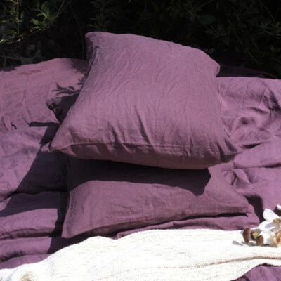 Funda de almohada de lino 100 % puro natural liso antideslizante funda de almohada cojín francés Foto 1 de 4