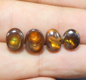 4.Piece Mexican Fire Natural Agate Smooth Cabochon Loose Oval Gemstone Cabochon - Picture 1 of 5