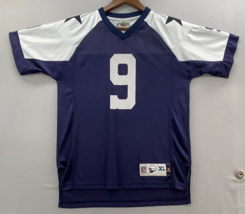 Reebok Dallas Cowboys Jersey #9 ROMO Youth XL (18/20) Blue Short Sleeve V-Neck Cover