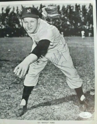 Whitey Ford (d.2020) Yankees Signed Autographed 8x10 Vintage Magazine Photo JSA - Image 1 of 4