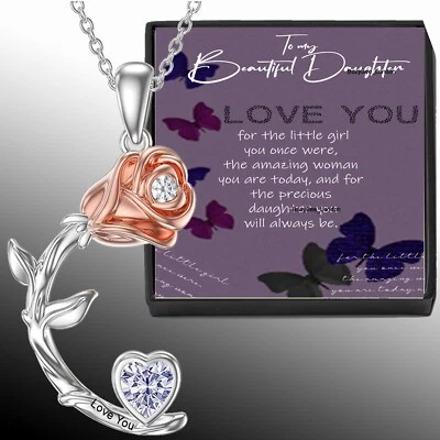 A Mi Hija Regalos de Papá Mamá Collar para Hija Regalos de Cumpleaños Regalo Foto 1 de 4