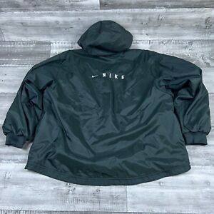 VINTAGE Nike Jacket Mens XL Green Full Zip Swoosh Logo Hooded Puffer 90s