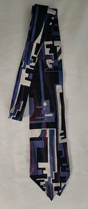 Men's Silk Tie Screenplay by Martin Wong blue and purple geometric - Picture 1 of 4