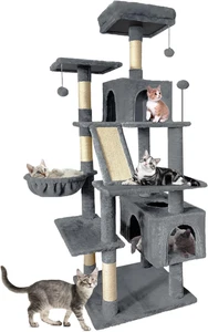 Torre per Gatti a Più Livelli Con Condominio E Tiragraffi in Sisal, per Interni, - Foto 1 di 12