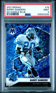 2021 PANINI MOSAIC 75 BARRY SANDERS, BLUE NO HUDDLE /75, PSA 9, SSP!!!! - Picture 1 of 4