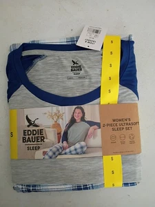 Eddie Bauer Women's 2 Piece Ultra Soft Sleep Pajama Lounge Set, Blue, Small - Picture 1 of 2