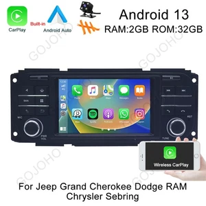 Car Stereo Radio Carplay For Jeep Dodge Ram Chrysler Head Unit GPS Navi Auto BT - Picture 1 of 15