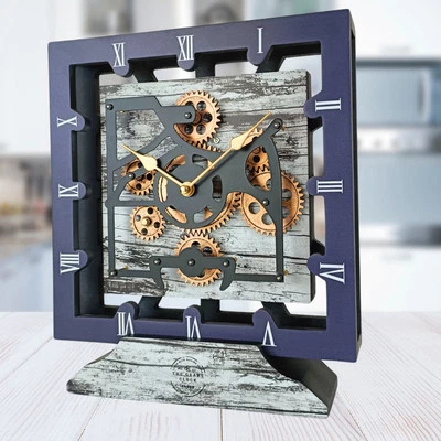 The Gears Clock CANADA LINE DESK CLOCK SQUARE (HYBRID WALL) 10 INCH GREY & WHITE - Image 1 of 4