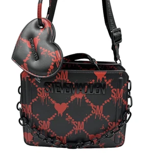 Steve Madden Bevelyn Satchel Halloween Red & Black Bleeding Hearts Coin Case - Picture 1 of 11