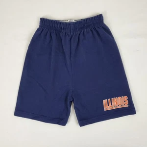 Vintage Illinois Fighting Illini Shorts Youth Small Cotton Poly Elastic Waist - Picture 1 of 6