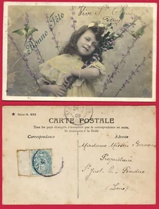 #62145 France 1905. Little girl with flowers. Vintage postcard for holiday - Picture 1 of 1