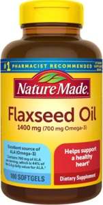 Nature Made Organic Flaxseed Oil 100 Softgels 1000Mg Capsules with Omega-3-6 - Picture 1 of 7