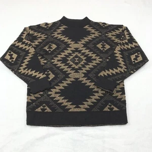 Vintage Pullover Damen groß schwarz metallic gold aztekisch Acryl USA by Jolie - Bild 1 von 13