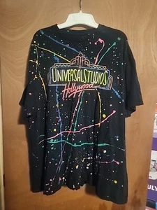 Universal Studios Hollywood Florida Retro Logo Paint Splatter T-Shirt 2XL XXL - Picture 1 of 4