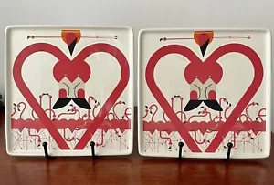 Juego de 2 platos de cerámica Charley Harper Fishs Eddy West Elm Flamingo-a-Go-Go 2017 - Imagen 1 de 6