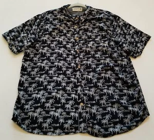 Retrofit Button Up Shirt Men’s Extra Large XL Black White Palm Tree Short Sleeve - Picture 1 of 13