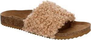 XAPPEAL Teddie - Womens Slip On Open Toe Fluffy Fuzzy Faux Fur Cute Tan SZ 11m - Picture 1 of 6
