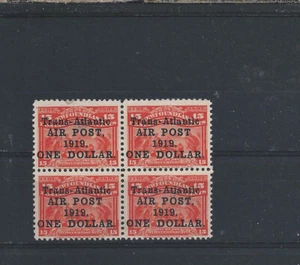 N'LAND 1919 AIR $1 on 15c BR SCARLET BL OF 4 TWO WITH NO COMMA LOWER PAIR MNH - Imagen 1 de 2