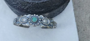 Vintage In The Like Of Fred Harvey Navajo Turquoise Sterling Silver Cuff 4.5" - Picture 1 of 6