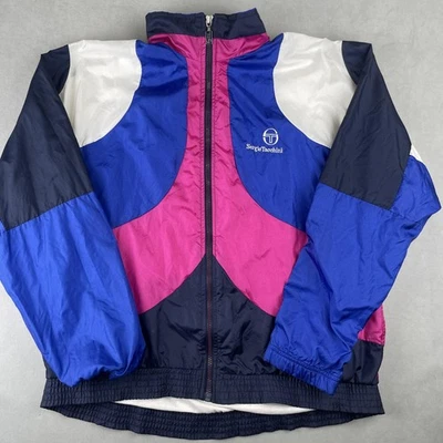 Vintage Sergio Tacchini Jacket Mens M 40 Pink Colorblock Windbreaker 90s Retro - Image 1 of 4