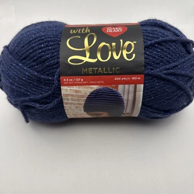 Red Heart With Love Metallic Yarn Royal Medium 4 200 Yards 183 M Blue Sparkle - Image 1 of 4