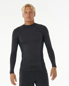 Rip Curl Rashguard Long Sleeve Mens Crew Neck UPF50 Black Dawn Patrol - Picture 1 of 4