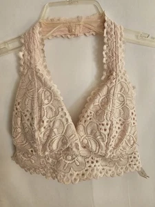 Aero Lace Bralette Pink Nude Halter Crop Top Padded Lined Small Small - Picture 1 of 6