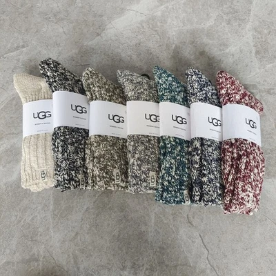 2pairs UGG Women’s Ribbed Super Pile Socks Threaded Slouchy Crew Sock