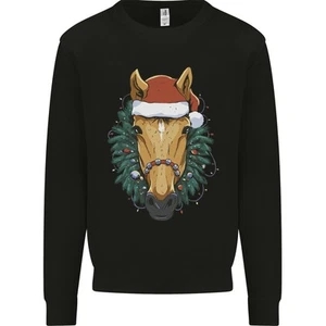 A Christmas Horse Equestrian Kids Sweatshirt Jumper - Picture 1 of 33