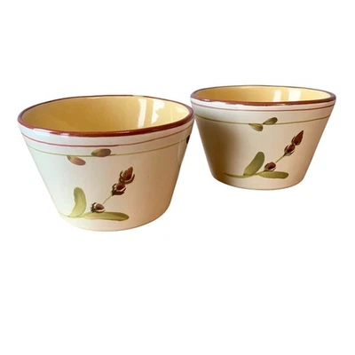 Caja y Barril Cuencos Sopa Cereal Floral Juego de 2 Motivos Hoja Verde 4.5" Diámetro Foto 1 de 4
