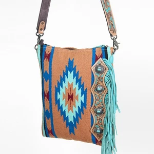 AD American Darling Large Crossbody Hand Tooled Saddle Blanket Genuine Leather - Picture 1 of 4