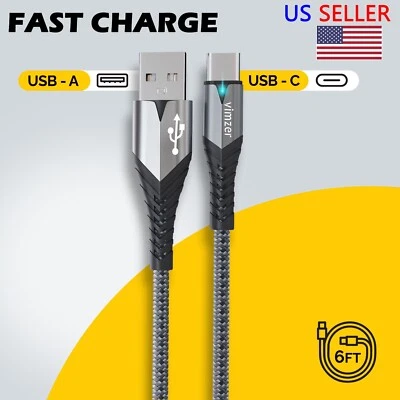 USB C Cable FAST Charger Charging Type C Cord with LED Light for Samsung Galaxy - Image 1 of 4