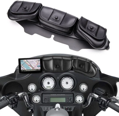 3 Pocket Windshield Batwing Fairing Pouch Bag for Harley Electra Glide Touring - Image 1 of 4