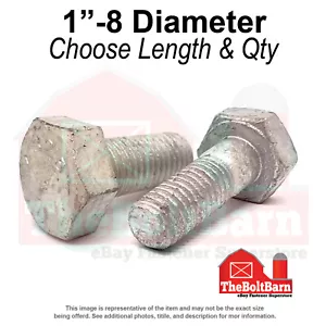 Pernos hexagonales estructurales gruesos galvanizados de 1"-8 grado A325 (elige longitud y cantidad) - Imagen 1 de 17