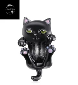Sterling Silver 925 Charm Black Cat Kitten Bead Animal Family Friend Daughter - Picture 1 of 39