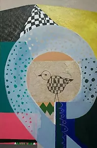 PAINTING Acrylic collage on canvas "Nesting" 51 x 76cm - Picture 1 of 1