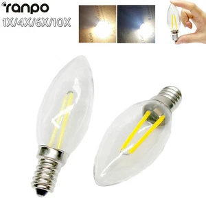 1x 10x 2W C25 E14 E12 LED Candelabra Candle COB Filament Light Bulbs White Lamps - Picture 1 of 16