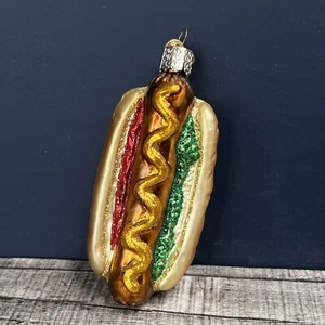 Old World Christmas OWC Glass Hot Dog Christmas Ornament 4" - Picture 1 of 5